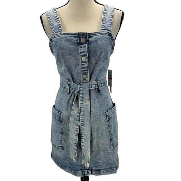 Tinseltown Sleeveless Denim Tank Overall Mini Dress - Blue - size XS - Picture 1 of 10